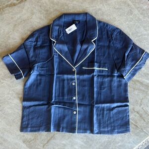 GapBody Washable Linen Top - Blue Linen PJ Top - Size M